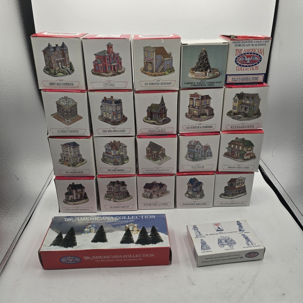 VTG LOT OF 22 LIBERTY FALLS VILLAGE/THE AMERICANA COLLECTION WITH BOXES